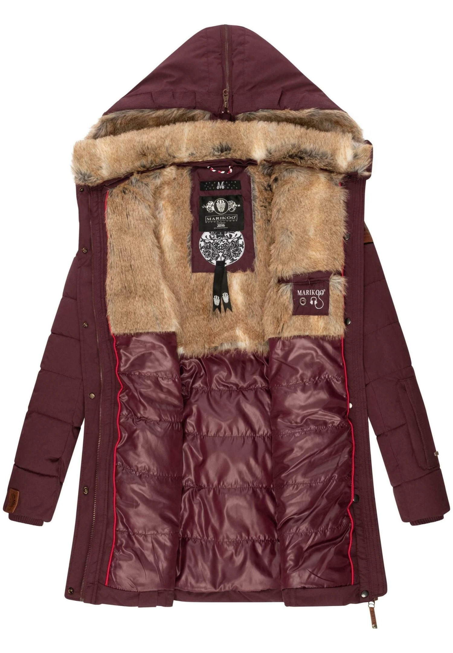 Marikoo Lieblings - Abrigo De Invierno - Dark Red Melange 4 Marikoo Lieblings - Abrigo De Invierno - Dark Red Melange - Imagen 2